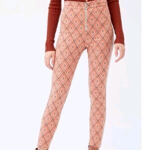 Urban Outfitters Susie Pants, High Waisted, Jacquard, Zip, US 2, UK 6